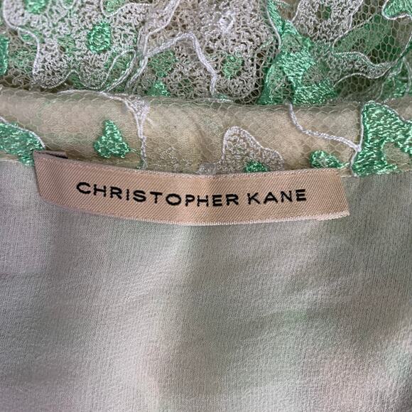 CHRISTOPHER KANE Size 6 Green Cream Silk Pleated Above Knee Skirt - Picture 4 of 6